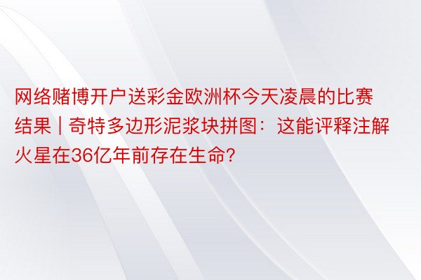 网络赌博开户送彩金欧洲杯今天凌晨的比赛结果 | 奇特多边形泥浆块拼图：这能评释注解火星在36亿年前存在生命？
